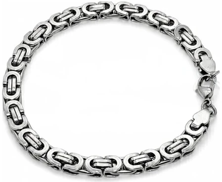 Pulsera de Acero Quirurgico eslabon Bizantino 6mm 21cm